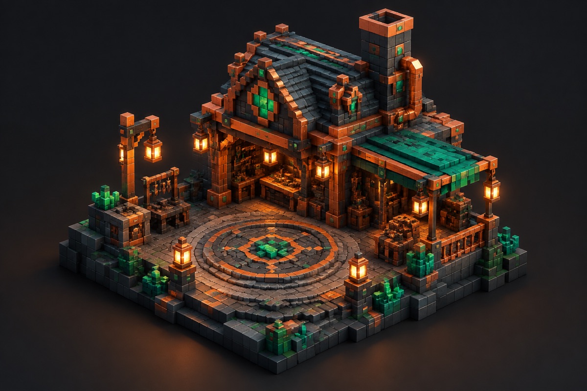Copper Lantern Workshop original voxel illustration